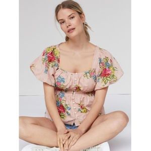 Anthro Love The Label Rosette Babydoll Top